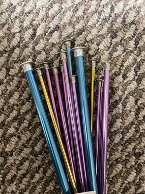 6 sets of Boye Metallic Knitting Needles Set in Blue, Purple & Gold